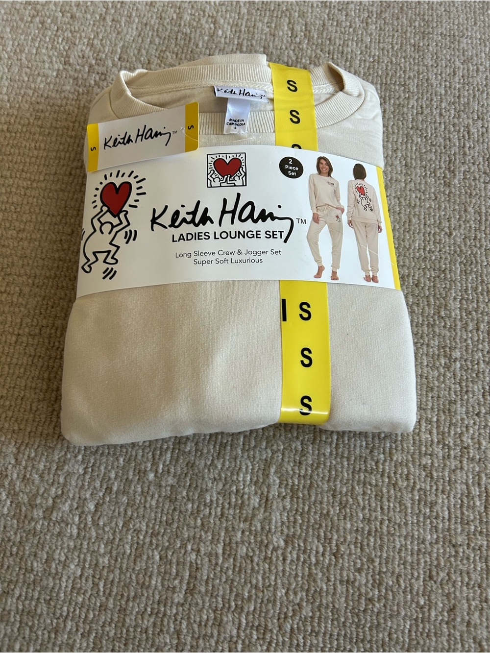 Keith Haring Kids Pajama Set - Cream Long Sleeve Crew & Joggers